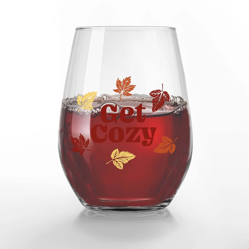 Get Cozy 15oz. Printed Stemless Wine Glass
