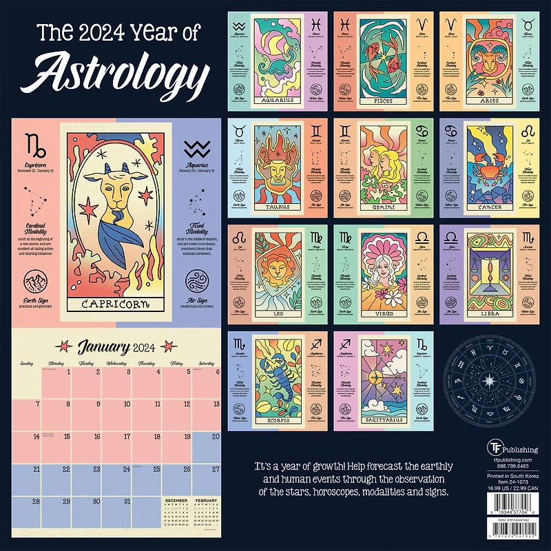 TF Publishing 2024 Year of Astrology Wall Calendar