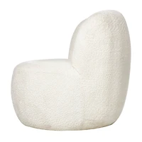 White Polyester Rounded Barrel Accent Chair
