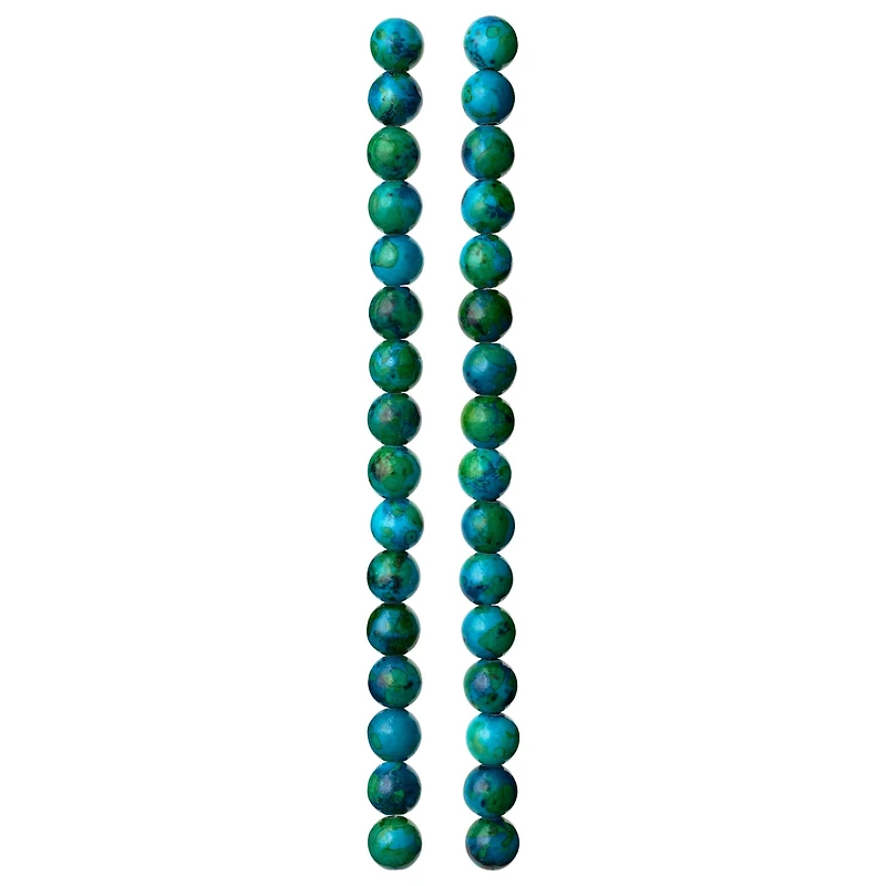 Dyed Aqua Reconstituted Stone Round Beads, 8mm by Bead Landing™