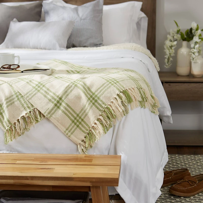 DII® Antique Green Modern Farmhouse Plaid Throw