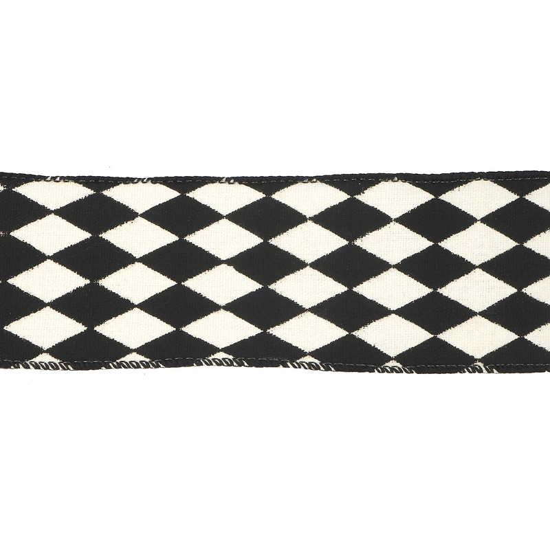 2.5" x 20ft. Black & White Rhombus Wired Ribbon by Celebrate It® Halloween