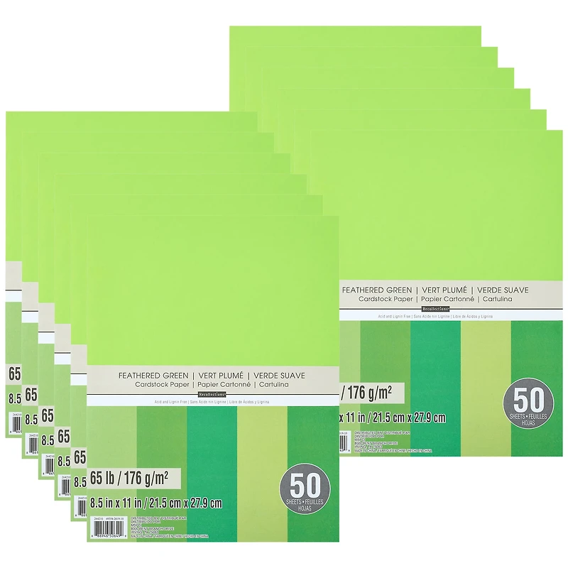 12 Packs: 50 ct. (600 total) Feathered Greens 8.5" x 11" Cardstock Paper by Recollections™