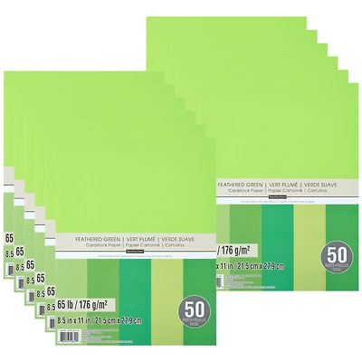 12 Packs: 50 ct. (600 total) Feathered Greens 8.5" x 11" Cardstock Paper by Recollections™