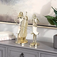 Gold, Cream & Crystal Musician Women Sculpture Set