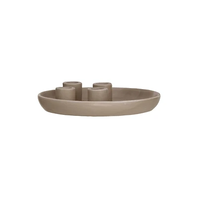 Hello Honey® 8" Matte Tan Color Stoneware Advent Taper Candleholder