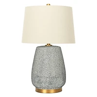 Hello Honey® 26'' Textured Blue Glaze Ceramic Table Lamp with Natural Linen Shade
