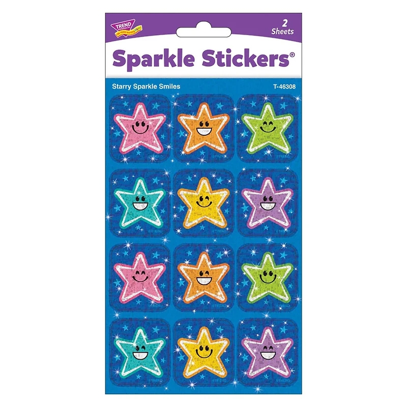 TREND Enterprises® Starry Smiles Sparkle Stickers®, 6 Packs of 24