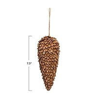 Hello Honey® 7.5" Natural Pinecone Shell Ornament with Gold Glitter