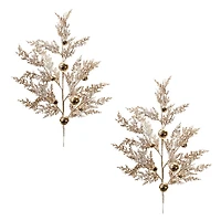 Flocked Sleigh Bell Pine Sprays, 2ct.