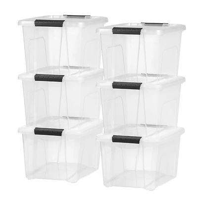 IRIS® 20.5qt. Buckled Clear Boxes with Clear Buckle Lids, 6ct.