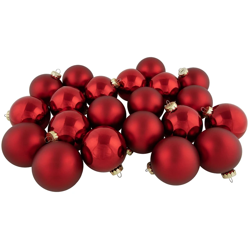 72ct. 2 Finish Red Glass Ball Ornaments