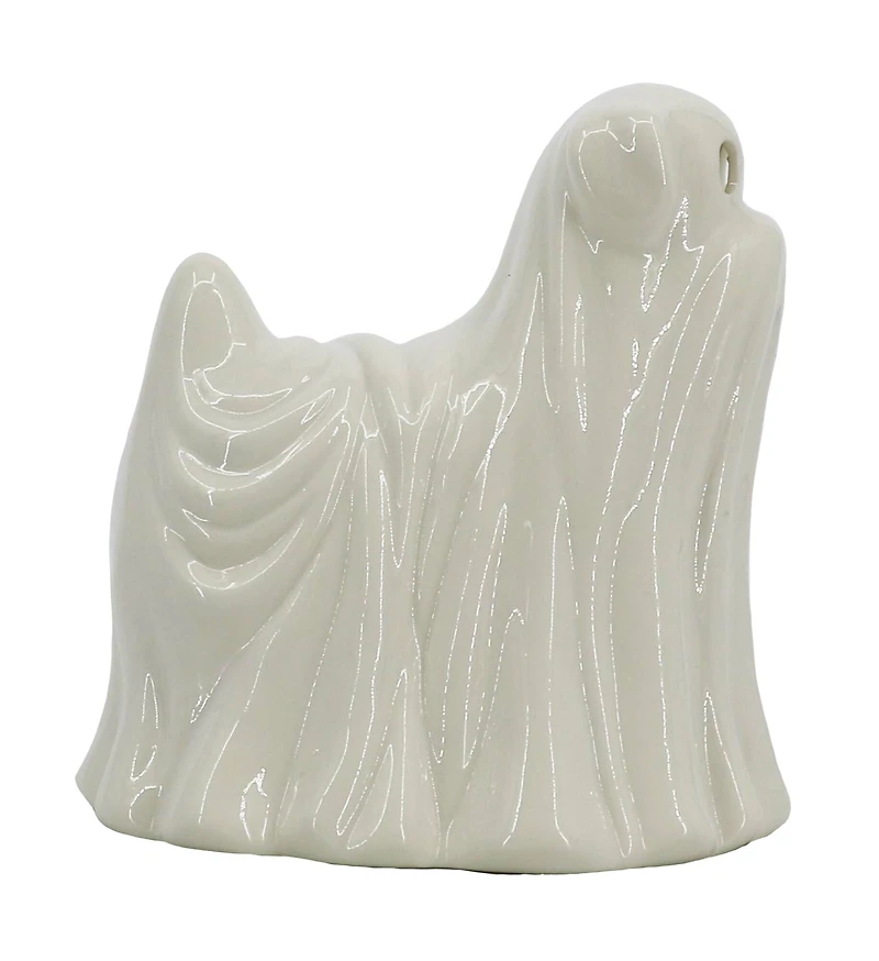 6.75" White Ghost Dog Pre-Lit Ceramic Tabletop Décor by Ashland®