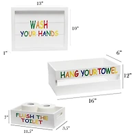 Elegant Designs White Wash Kids Towel Holder