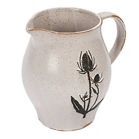 Hello Honey® 50oz. White & Black Reactive Glaze Flower Design Debossed Stoneware Pitcher