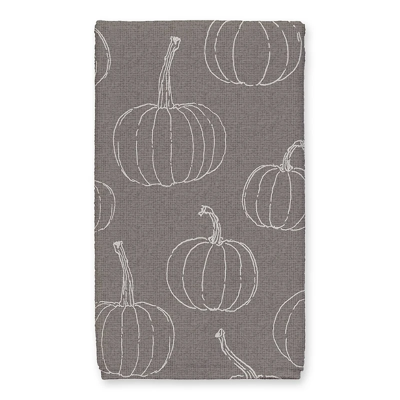 Grateful Hearts Gray Pumpkin Tea Towel Set
