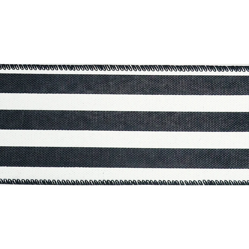 2.5" x 25ft. Stripe Faux Linen Wired Ribbon by Celebrate It™ Décor