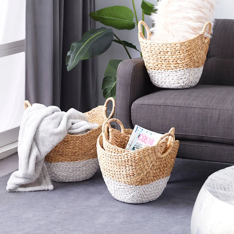 CosmoLiving by Cosmopolitan Brown Seagrass Contemporary Storage Basket Set