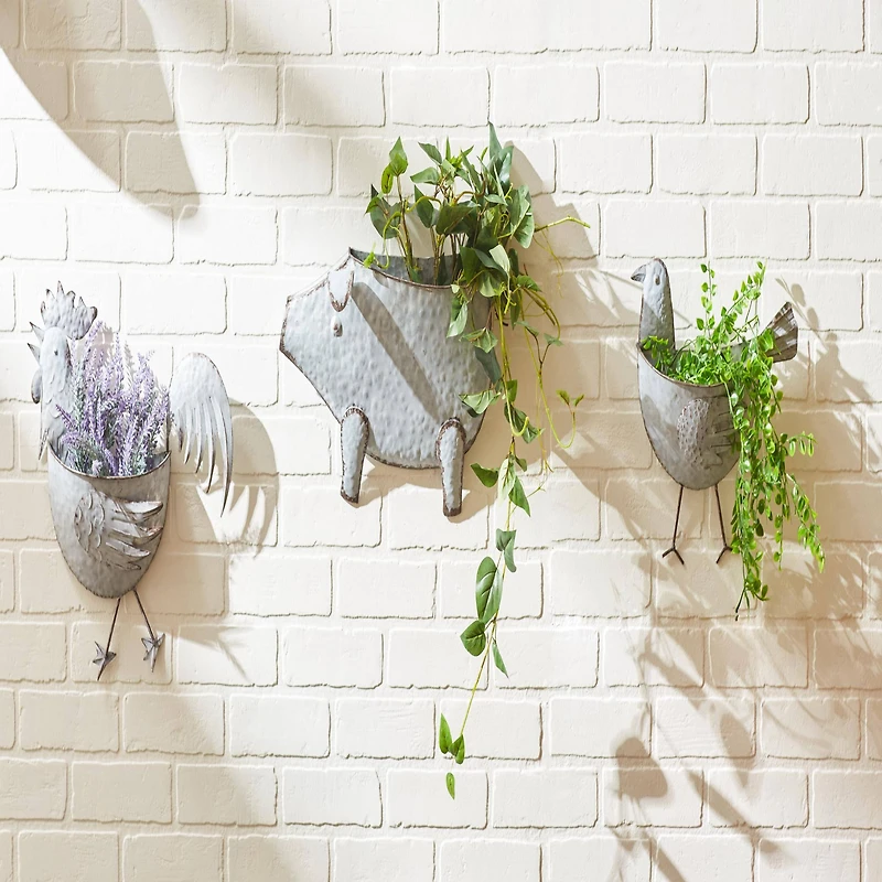 DII® 14.25" Rooster Galvanized Wall Planter