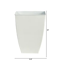 15" White Square Tin Planter