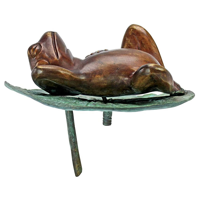 Design Toscano Spitting Frog on Lily Pad Bronze Garden Statue