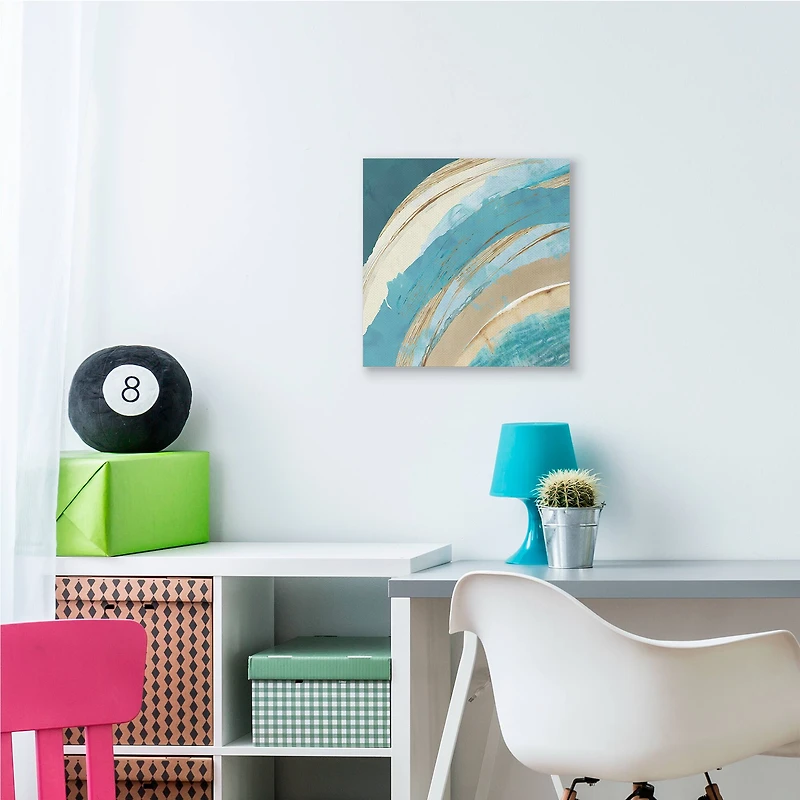 Stupell Industries Blue Wave Rainbow Abstract Canvas Wall Art