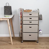 Honey Can Do Taupe Wrapping Paper Storage Cart with Wheels