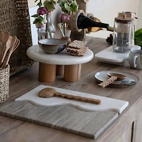 Hello Honey® 15" Beige & White Marble Wave Dual Cheese & Cutting Board