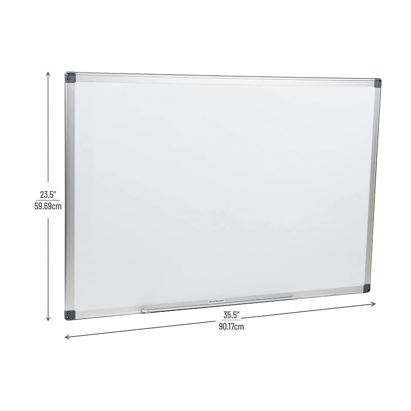 Mind Reader Dry Erase Magnetic White Board, Wall Mount with Eraser Marker Shelf, White