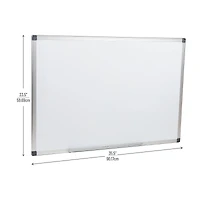 Mind Reader Dry Erase Magnetic White Board, Wall Mount with Eraser Marker Shelf, White