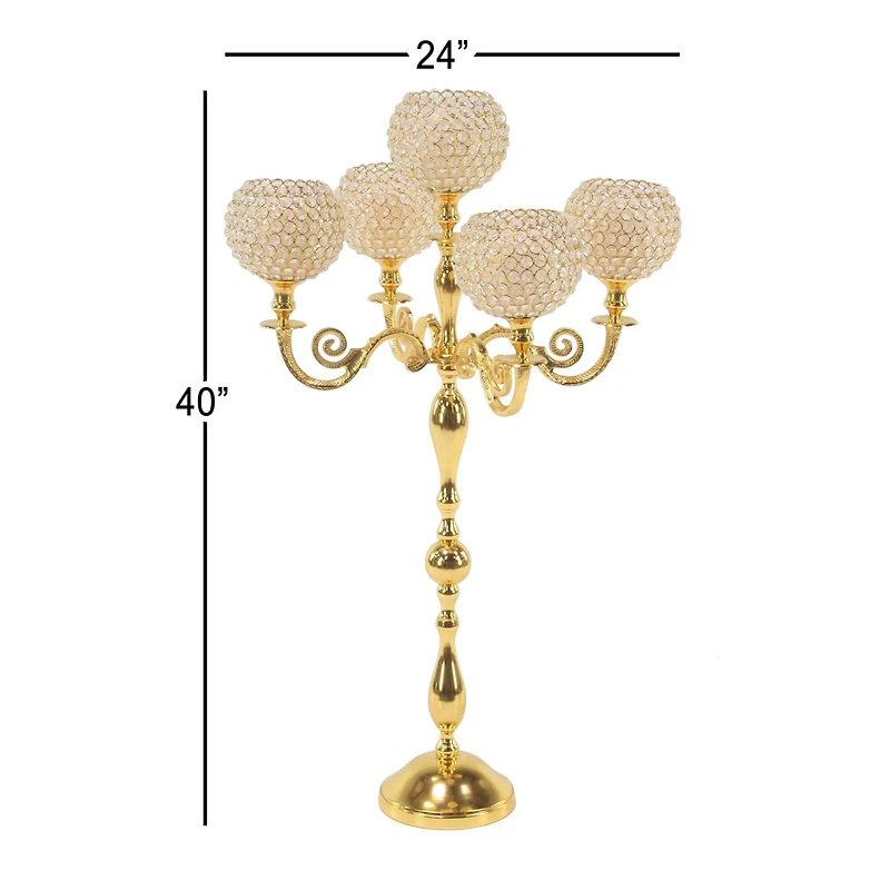Gold Aluminum Glam Candle Holder, 40" x 24" x 24"