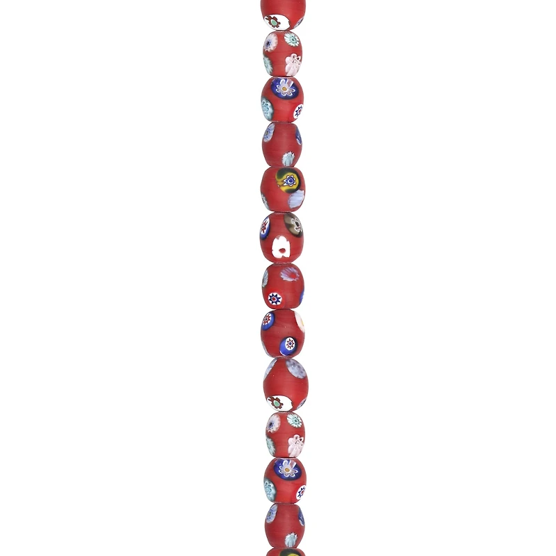 Red Millefiori Oval Beads by Bead Landing®