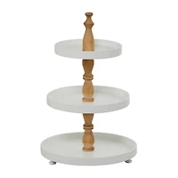 White Farmhouse Tiered Server, 16" x 16" x 24"