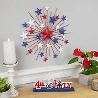17.5" Red, White & Blue Starburst Americana Metal Wall Accent