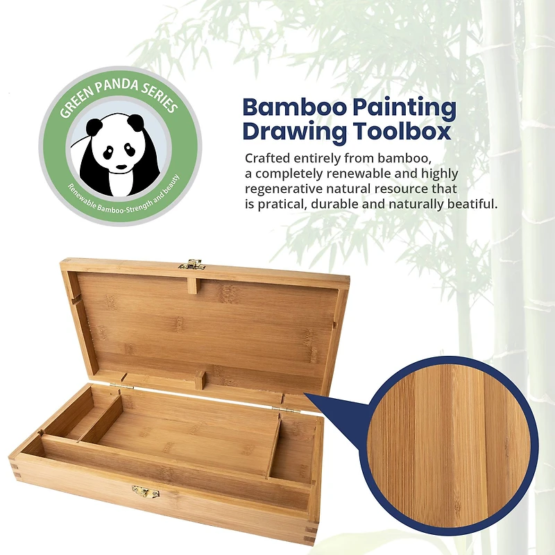 Pacific Arc 13" x 8" Bamboo Paint Box with Palette & 4 Compartments