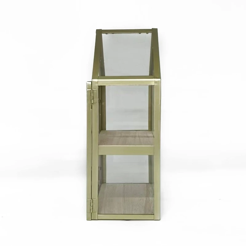 10" Gold Metal & Glass Terrarium House by Ashland®