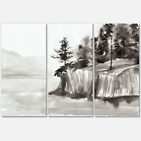 Designart - Monochrome Cliffs By The Lake