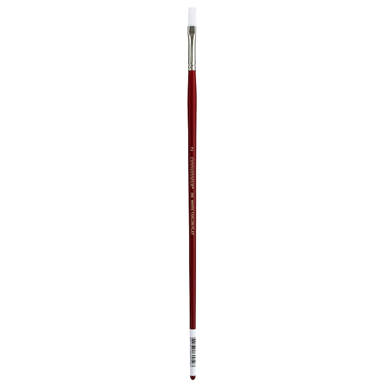 Connoisseur® White Taklon Long Handle Flat Brush