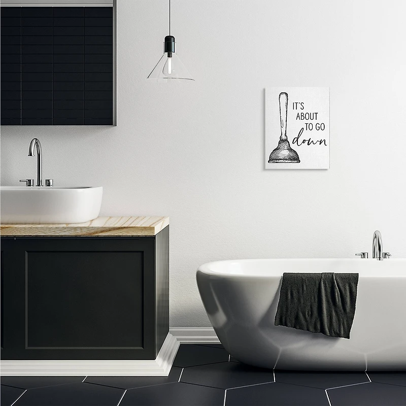 Stupell Industries About To Go Down Toilet Plunger Wall Art