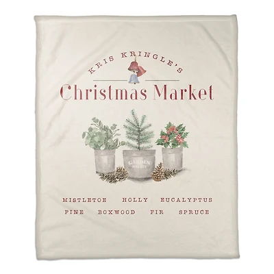Kringle's Christmas Market Coral Fleece Blanket