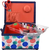SINGER® Large Florence Floral Print Sewing Basket with Sewing Kit