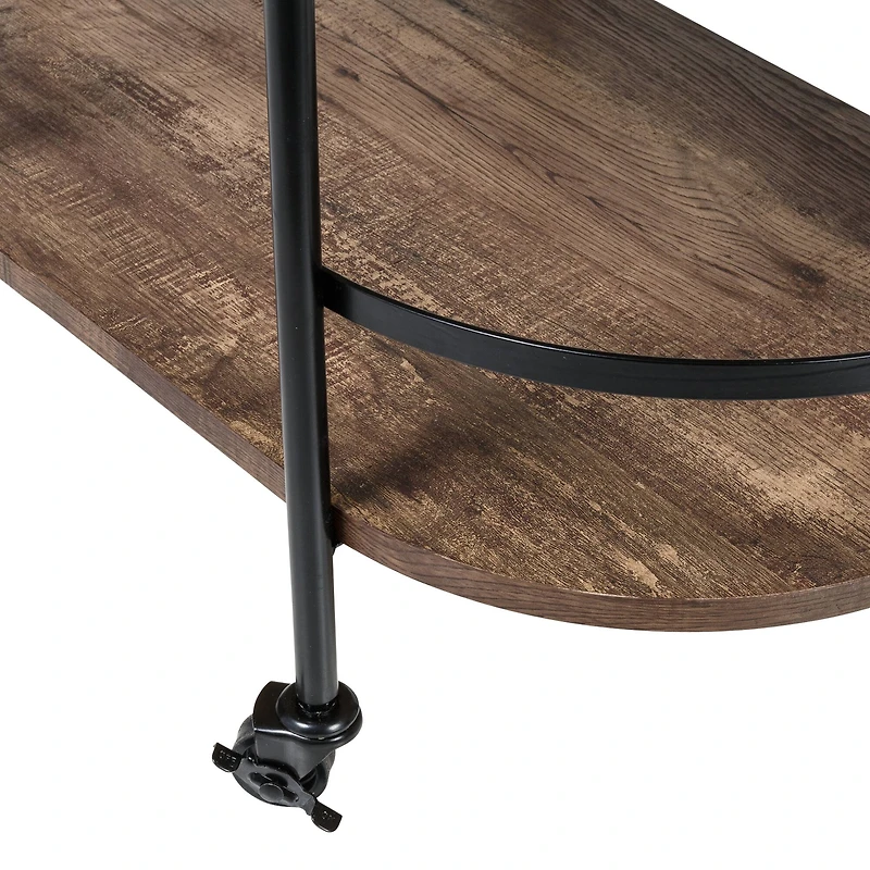 Honey Can Do 3-Tier Black & Rustic Brown Rolling Bar & Serving Cart