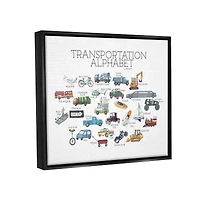 Stupell Industries Kids Educational Transportation Alphabet Framed Floater Canvas Wall Art