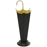 The Novogratz Black Metal Abstract Umbrella Stand with Gold Handle 10" x 9" x 27"