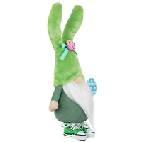 15" Green Gnome with Bunny Ears Easter Figure