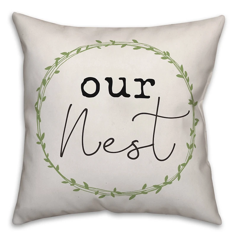 Our Nest Wreath Throw Pillow