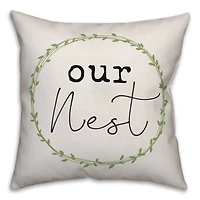 Our Nest Wreath Throw Pillow