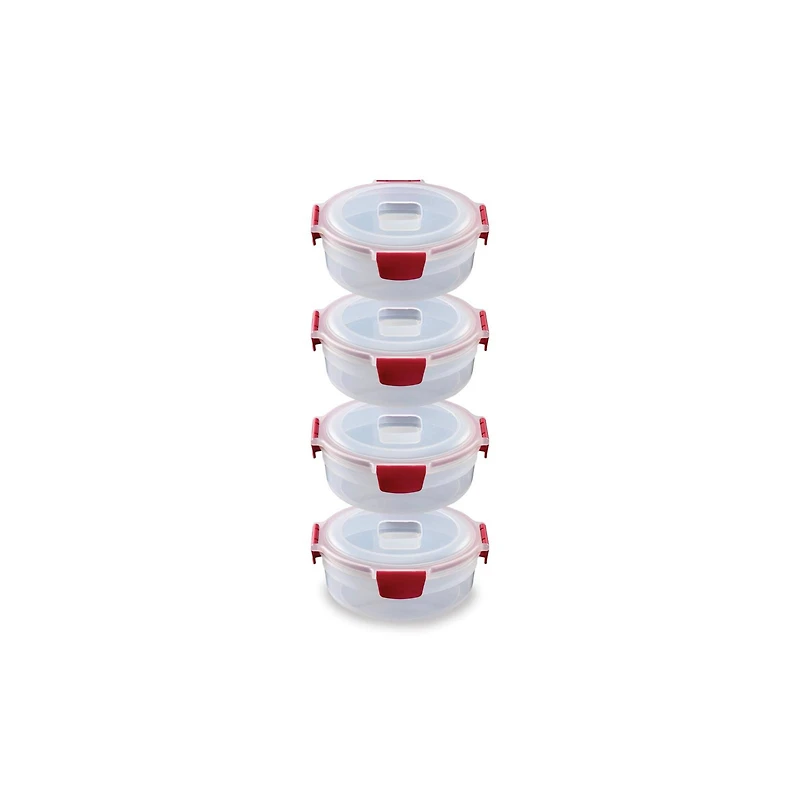 Joseph Joseph Nest Lock 8-piece Round Food Storage Container Set Red