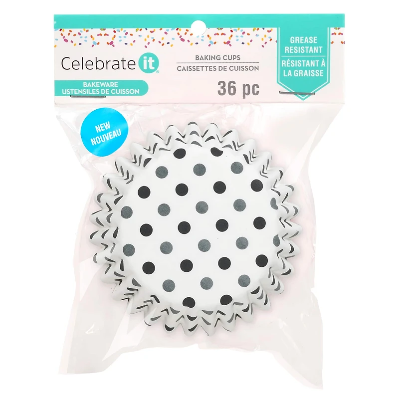 Black & Gray Polka Dot Grease Resistant Baking Cups by Celebrate It®
