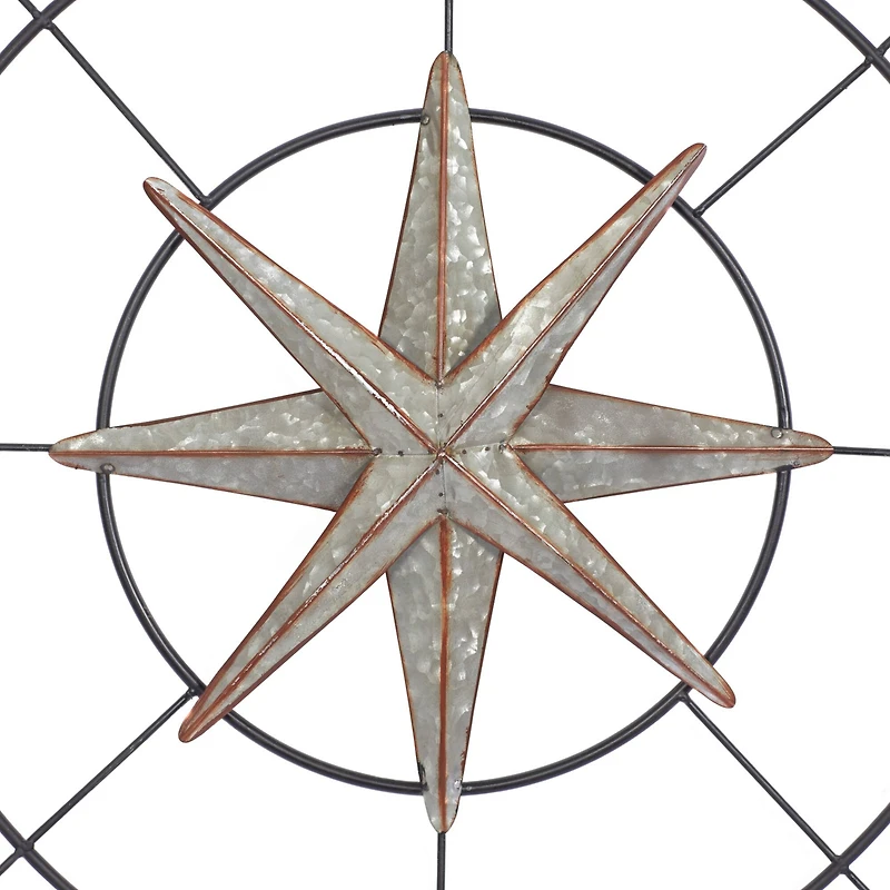 Gray Compass Metal Farmhouse Wall Decor